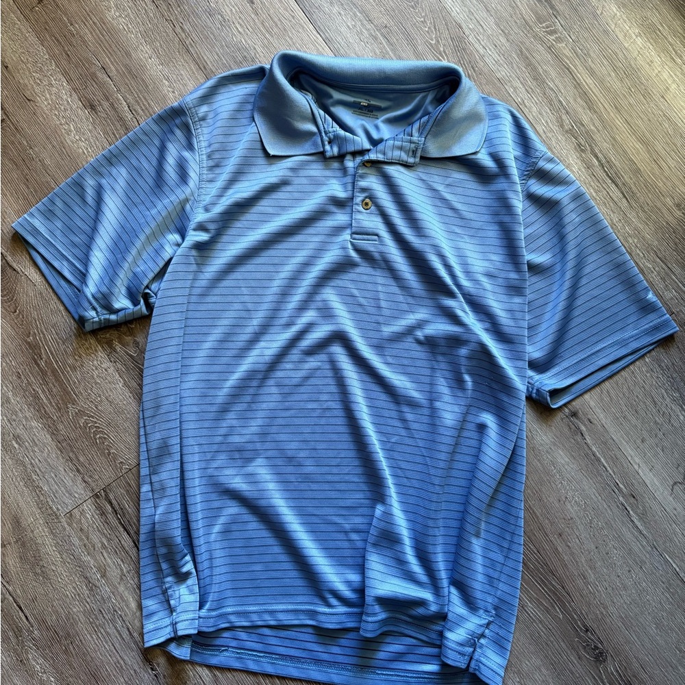 Men's Blue Striped Polo Shirt
